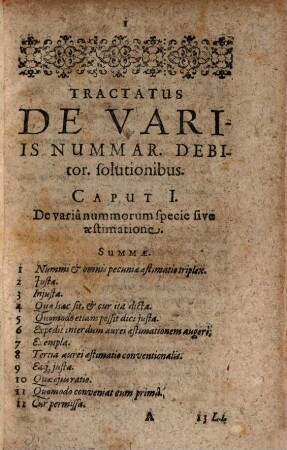 Antonii Fabri IC. Sebusiani ... Tractatus De Variis Nummariorum Debitorum Solutionibus