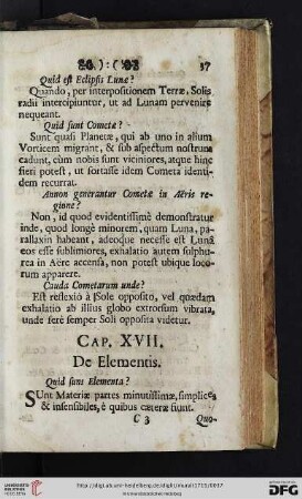 Cap. XVII. De Elementis
