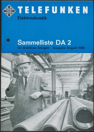 Geräteverzeichnis: Telefunken Elektroakustik: Sammelliste DA 2 für drahtlose Anlagen
