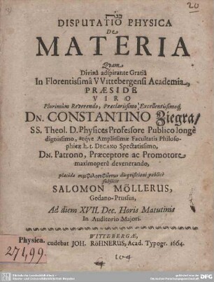 Disputatio Physica De Materia