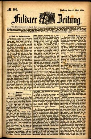 Ausgabe vom Freitag, den 06. Mai 1881.