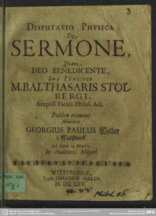 Disputatio physica de sermone