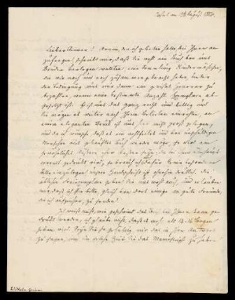 Brief von Wilhelm Grimm an Georg Andreas Reimer