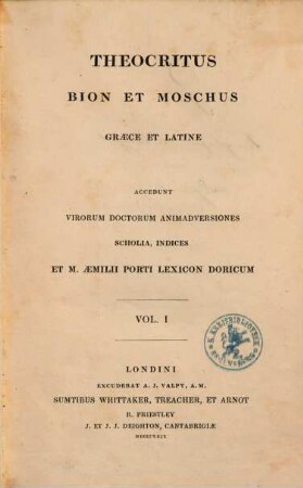 Theocritus, Bion et Moschus : graece et latine. 1