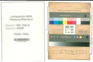 Entnazifizierung Hans Siebel , geb. 04.02.1907 (Kaufmaennischer Angestellter)