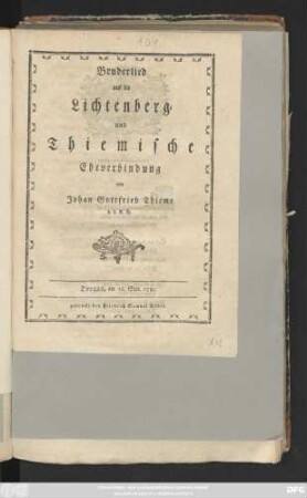 Bruderlied auf die Lichtenberg- und Thiemische Eheverbindung