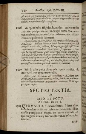 Sectio Tertia. de Cibo, Et Potu.