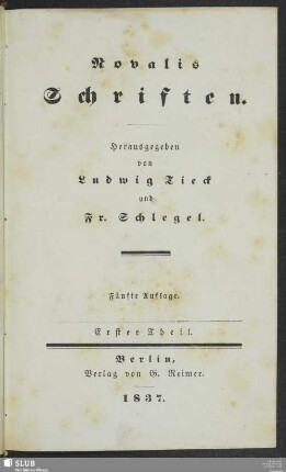 1: Novalis Schriften