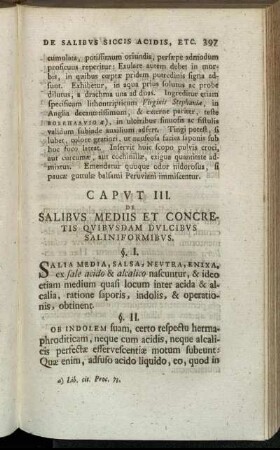 Caput III. De Salibus Mediis Et Concretis Quibusdam Dulcibus Saliniformibus.