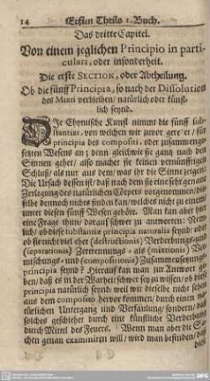 Das dritte Capitel. Von einem jeglichen Principio in particulari, oder insonderheit.