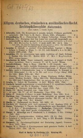 Katalog des Antiquarischen Bücherlagers von Stoll & Bader, vormals R. Bader & Co., Buchhandlung und Antiquariat für in- und ausländische Literatur, Freiburg in Baden. 63. 1889