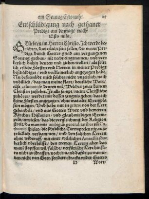 Entschüldigung nach gethaner Predigt am dinstage nach Esto mihi.