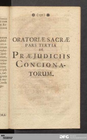 Oratoriæ Sacræ Pars Tertia De Præjudiciis Concionatorum