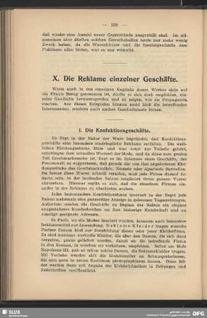 X. Die Reklame einzelner Geschäfte