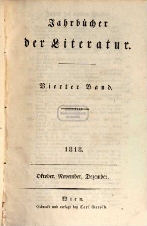 Jahrbücher der Literatur. 4. 1818