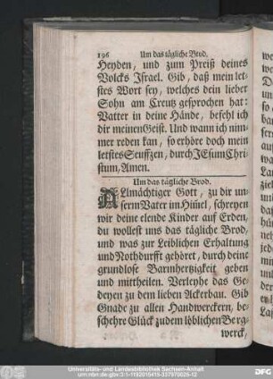 Um das tägliche Brod.