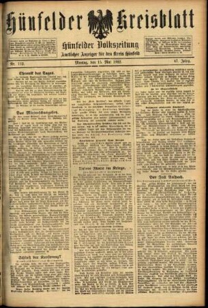 Ausgabe vom Montag, den 15. Mai 1922.