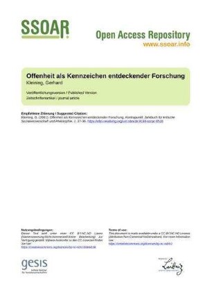 Offenheit als Kennzeichen entdeckender Forschung
