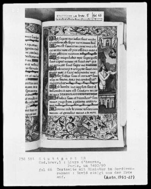 Lateinisches Stundenbuch (Livre d'heures) — David steigt aus der Erde auf, Folio 66recto