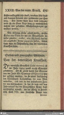 Sieben und zwanzigster Abschnitt. Von der venerischen Krankheit