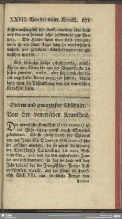 Sieben und zwanzigster Abschnitt. Von der venerischen Krankheit