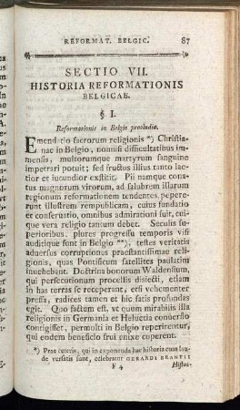 Sectio VII. Historia Reformationis Belgicae.
