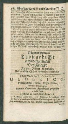 Martin Opitzen Trostgedicht in Widerwertigkeit Des Kriegs: In vier Bücher abgetheilt/ Und vor etlichen Jahren anderwerts geschrieben.