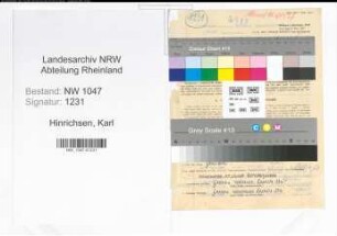 Entnazifizierung Karl Hinrichsen , geb. 01.02.1899 (Kommisar)