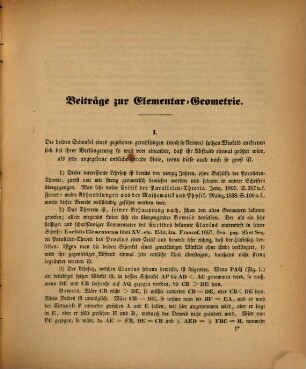 Beiträge zur Elementar-Geometrie