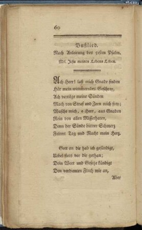 Bußlied. Nach Anleitung des 51sten Psalm.