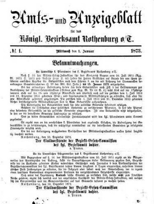 Amts- und Anzeigenblatt für das Königliche Bezirksamt Rothenburg o.T.. 1873