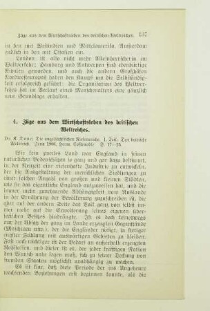 4. Züge aus dem Wirtschaftsleben des britischen Weltreiches