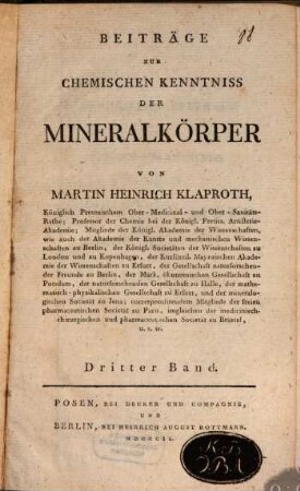 Beiträge Zur Chemischen Kenntniss Der Mineralkörper, 3
