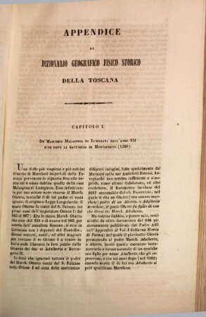 Dizionario geografico fisico storico della Toscana : contenente la descrizione di tutti i luoghi del Granducato, Ducato di Lucca, Garfagnana e Lunigiana, 6. Appendice