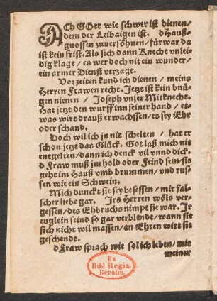 ACh GOtt wie schwer ist dienen/ || dem der Leibaigen ist