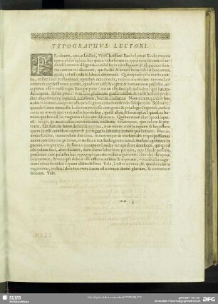 Typographus Lectori