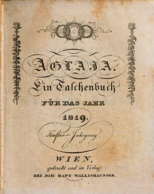 Aglaja : ein Taschenbuch für das Jahr ... 5, 5. 1819