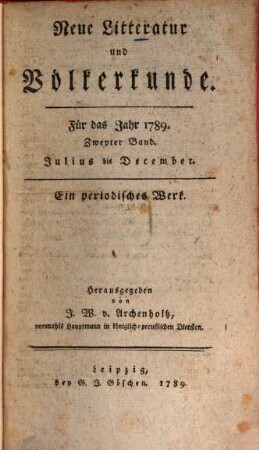 Neue Litteratur und Völkerkunde : ein periodisches Werk. 3, 2. 1789