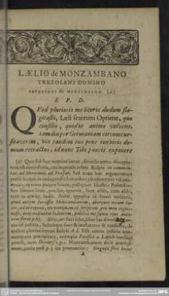 Laelio de Monzambano Trezolani Domino Severinus de Monzambano (a) S. P. D.