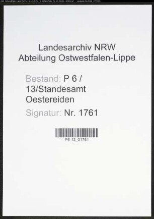Heiratsregister Standesamt Oestereiden
