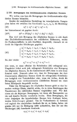 § 330. Bewegungen des dreidimensionalen elliptischen Raumes.