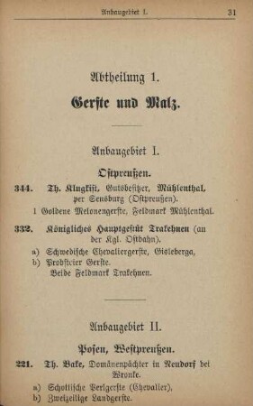 Abteilung 1. Gerste und Malz