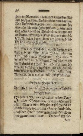 Erstes Kapittel. Die erste Offenbahrung Jesu an seinem Auferstehungsmorgen.
