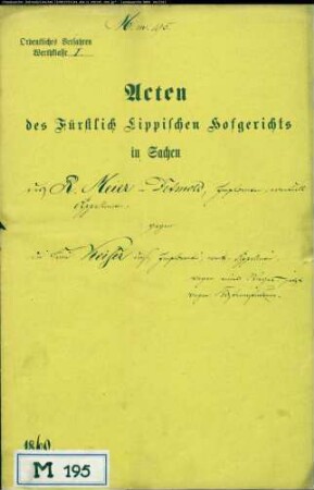 Meier, R. in Detmold gegen Frau Keiser in Detmold