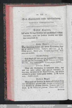 Erstes Kapitel. Auf welche Art das Prädicat mit dem Subjecte verbunden werde, wenn das Prädicat förmlich und besonders ausgedruckt ist.