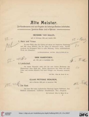 Alte Meister (Nr. 1-71)