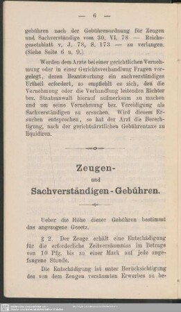 Zeugen- und Sachverständigen-Gebühren