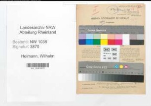 Entnazifizierung Wilhelm Heimann , geb. 10.06.1907 (Finanzbeamter)