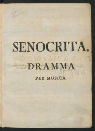 Senocrita : Dramma Per Musica