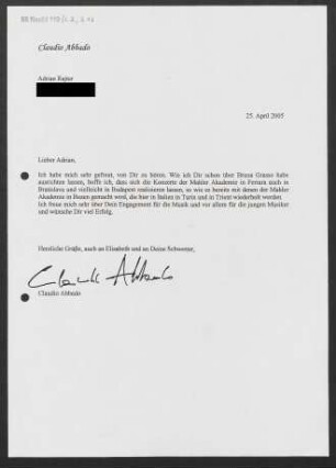 Brief an Adrian Rajter, 25.04.2005